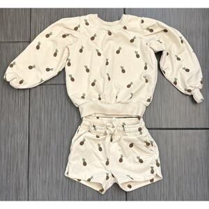 Miles The Label Girls Pineapple Shorts Set Organic Cotton Top (2Y) Bottom (3Y)
